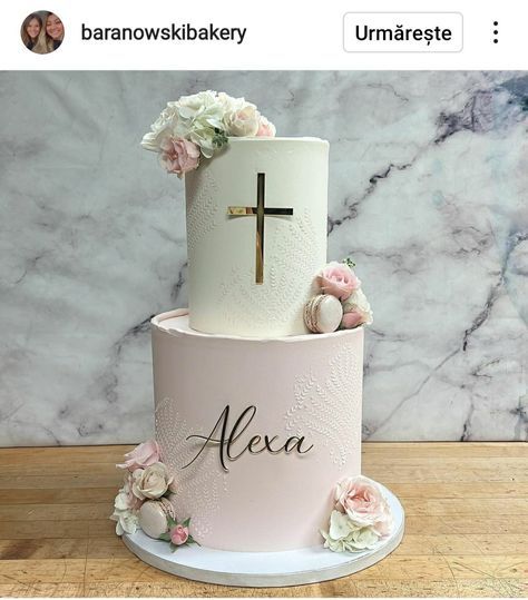 Christening Cake Girls, Bautizo Ideas Girl, Baptism Cake Girl, Comunion Cake, Dedication Cake, Bolo Panda, First Holy Communion Cake, Holy Communion Cakes, Religious Cakes