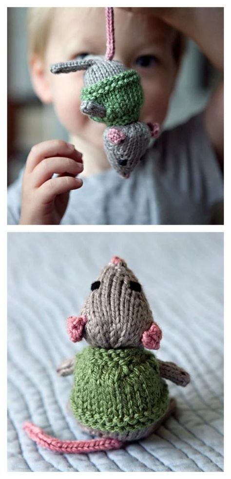 Knitted Mouse, Diy Tricot, Animal Knitting Patterns, Knitting Patterns Toys, Christmas Knitting Patterns, Pattern Knitting, Knitted Animals, Beginners Knitting, Knitted Wit