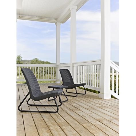 Wrought Studio Toquerville 2 - Person Seating Group & Reviews | Wayfair Outdoor Balcony Furniture, Resin Patio, Patio Seating Sets, Outdoor Seating Set, Outdoor Furniture Chairs, Rattan Side Table, Balcony Furniture, Conversation Set Patio, Patio Seating