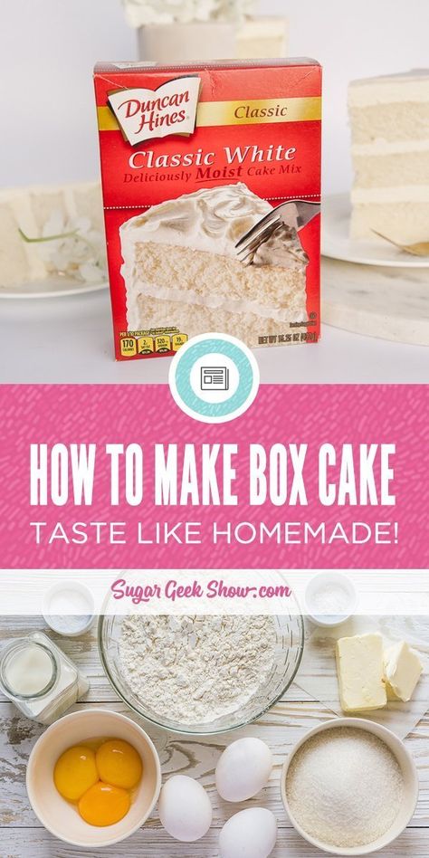 Doctor Up White Cake Mix Boxes, The Best Box Cake Recipe, Yougart Cake Recipes, Doctored Cake Mix Recipes White, Boxed Vanilla Cake Mix Recipes, Doctored White Cake Mix Recipes, Doctor Up Cake Mix Boxes, White Box Cake Mix Hacks, Easy Cake Mix Recipes