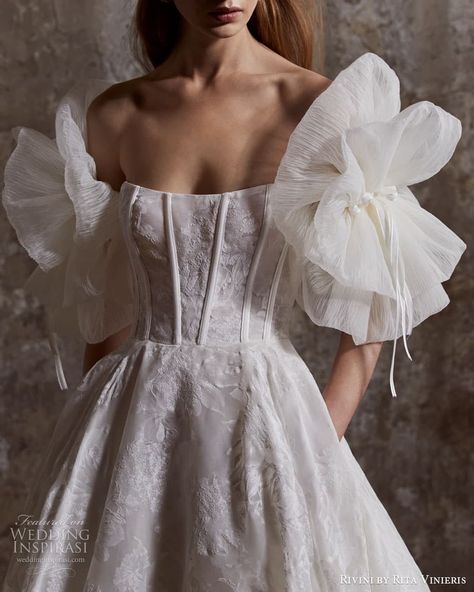 Rivini By Rita Vinieris, Rita Vinieris, Pleated Organza, Dress Sleeves, Chic Brides, Wedding Petals, Wedding Dresses With Flowers, Wedding Dress Trends, Wedding Gowns Lace