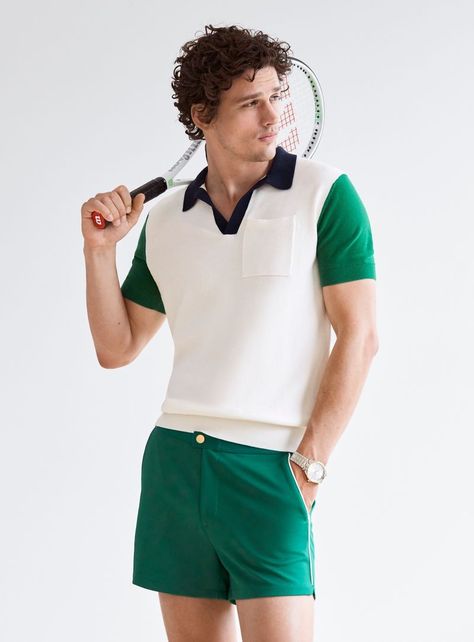 Retro Tennis Outfit, Tennis Fashion Editorial, Mode Tennis, Country Club Outfit, Tennis Photoshoot, Simon Nessman, Model Clothes, Modern Mens Fashion, Tennis Shorts