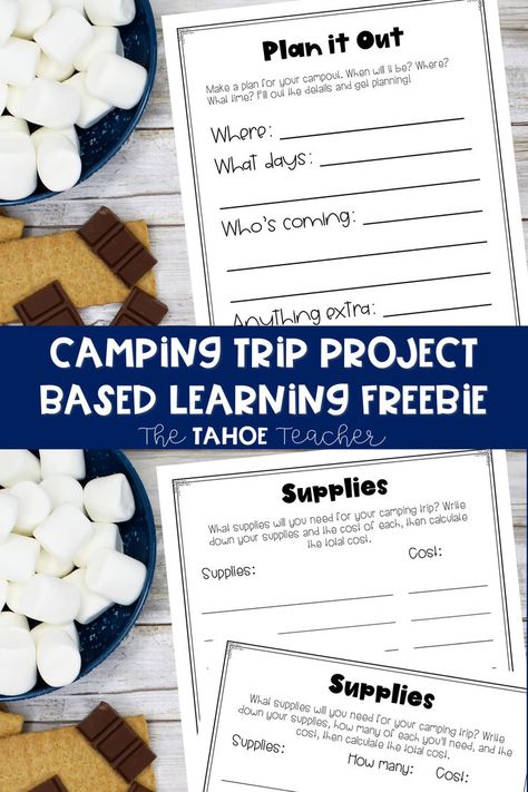 Looking for a fun, free project based learning experience? This plan a camping trip unit has everything your students need to plan the perfect camping trip in your first grade or 2nd grade classroom today. Students write a supply list and calculate the cost of supplies. Your 1st grade and second grade students are going to love this fun PBL unit for planning a camping trip. First Grade Projects, Pbl Projects, Camping Projects, Teacher Forms, Travel Project, Third Grade Classroom, Inquiry Based Learning, Learning Projects, 2nd Grade Classroom