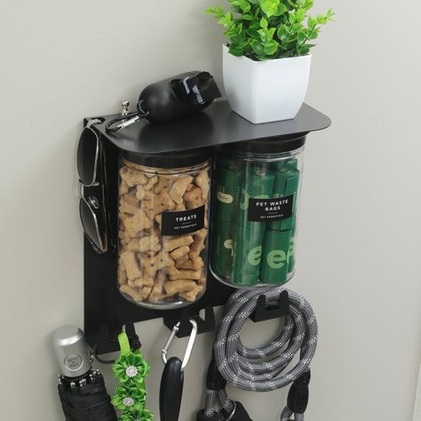 Play Dog Ideas, Dog Area Small Apartment, Dog Collar And Leash Organization, Storing Dog Supplies, Indoor Dog Training Room, Dog Item Storage, Dog Leash Accessories, Entryway Dog Station, Pet Area In Apartment