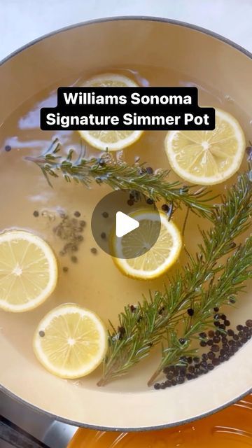 Williams Sonoma on Instagram: "Make it smell like a Williams Sonoma store 🍋🌿 with just 4 simple ingredients: fresh rosemary, lemon slices, @nielsenmassey vanilla extract and black peppercorns. All simmering in @lecreuset Nectar. 💛 Get the recipe and shop with the link in our bio." Lemon Rosemary Simmer Pot, Williams Somona Smell, William Sonoma Scent, Williams Sonoma Simmer Pot, William Sonoma Recipes, Rosemary Recipes, Simmer Pot, Lemon Rosemary, Lemon Slices