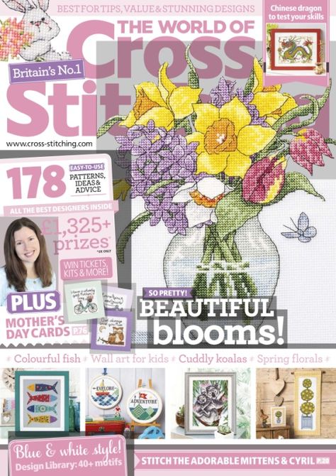 World Of Cross Stitching Magazine, Colourful Fish, The World Of Cross Stitching, Cross Stitch Magazines, Cross Stitch Books, Fish Wall Art, Blue Florals, Blue And White Style, Cross Stitch Patterns Free