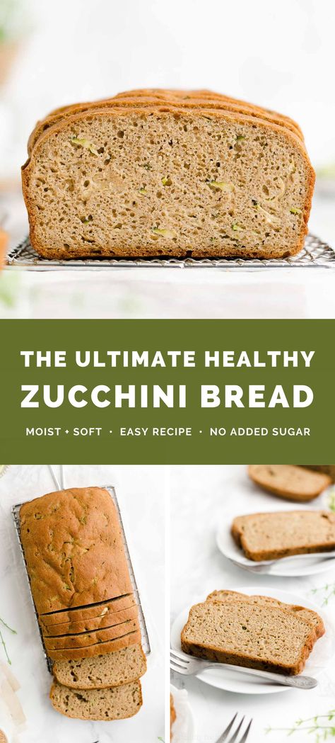 This is the BEST healthy zucchini bread recipe! Easy to make, really moist & full of warm spices. This quick bread is great for breakfasts & snacks! Kids & adults love it. A HUGE favorite – and a great use for summer zucchini from your garden too! (sugar free, low calorie & clean eating) ♡ healthy zucchini bread recipe no sugar. zucchini bread recipe moist easy. healthy zucchini bread greek yogurt. easy zucchini bread simple recipe. ultimate healthy zucchini bread. Bread Recipe No Sugar, Low Calorie Clean Eating, Zucchini Bread Easy, Healthy Zucchini Bread, Easy Zucchini Bread, Zucchini Bread Healthy, Snacks Kids, Dessert Breads, Brownie Recipes Healthy