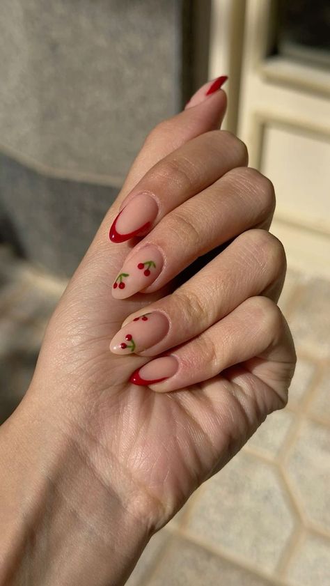 Paznokcie Hello Kitty, Kutek Disney, Unghie Nail Art, Manikur Kuku, Hello Nails, Cherry Nails, Subtle Nails, Nagel Tips, Smink Inspiration