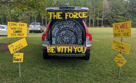 Star Wars Themed Trunk Or Treat, Star Wars Trunk Or Treat Ideas For Suv, Star Wars Trunk Or Treat Ideas For Cars, Trunk Or Treat Star Wars, Star Wars Trunk Or Treat Ideas, Church Trunk, Trunk Ideas, Fall Festival Games, Boo Bash