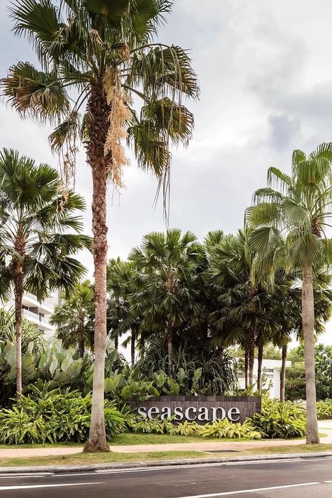 Tropical Gate, Subdivision Entrance, Sentosa Island Singapore, Singapore Design, Entrance Signage, Hotel Landscape, Landscape Design Drawings, Kuta Beach, Pool Landscape Design