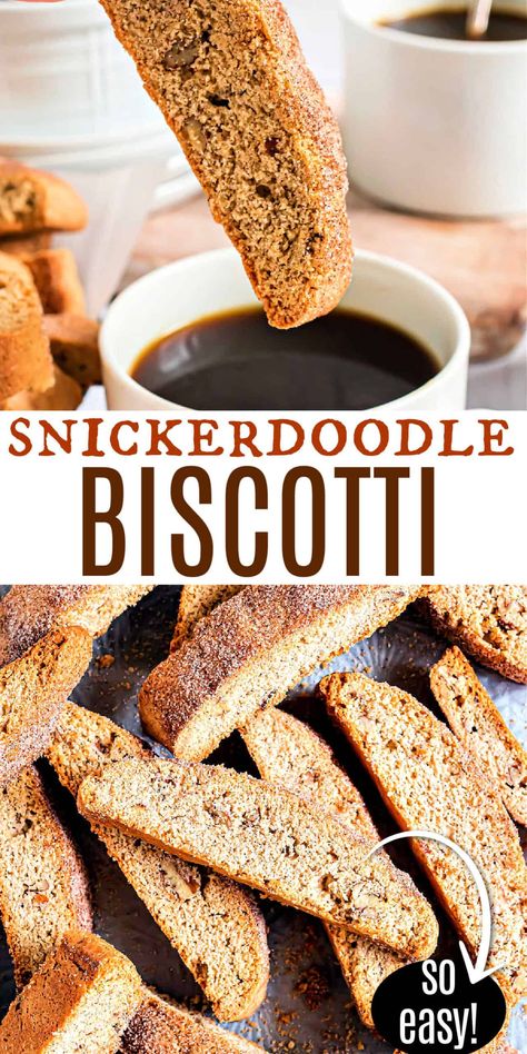 Snickerdoodle Biscotti is the perfect pairing for your morning coffee! No one can resist crunchy homemade biscotti, especially when it's dusted with cinnamon sugar! Apple Cinnamon Biscotti, Cinnamon Vanilla Biscotti, Fall Biscotti Flavors, Holiday Biscotti Recipe, Fall Biscotti Recipe, Fall Biscotti, Eggnog Biscotti Recipe, Biscotti Recipes Best, Sugar Free Biscotti