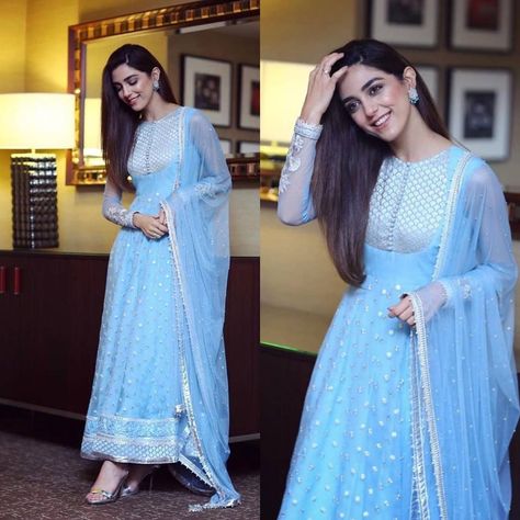 Presenting  New 6000 Series  Quality Ek level UP  Price-1499+$ Code :- *6104* Name :- Maya Ali top Bottom  With Duppta gorgette *# TOP *… Poses In Suit, Sky Blue Anarkali, Back Poses, Sky Blu, Blue Anarkali, Long Dresses For Women, Anarkali Dresses, Designer Anarkali Dresses, Maya Ali