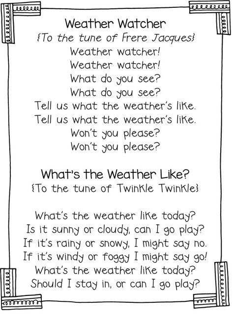 Weather Watcher Song Calendar Songs, Kindergarten Calendar, Weather Song, Transition Songs, Preschool Weather, Circle Time Songs, Interactive Calendar, Miss Kindergarten, Kindergarten Songs