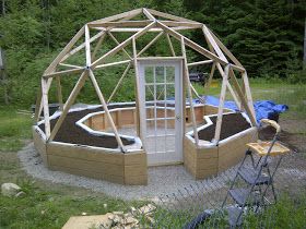 Fire Pit Seating Ideas, Outside Benches, Geodesic Dome Greenhouse, Curved Pergola, Fire Pit Decor, Dome Greenhouse, Geodesic Dome Homes, Seating Ideas, Dome Home