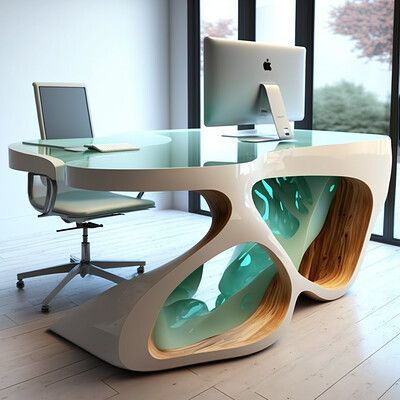 Futuristic Table, Futuristic Office, Office Tables, Office Table Design, Coffee Shop Interior Design, Furniture Design Chair, Hotel Room Design, Futuristic Furniture, Futuristic Interior