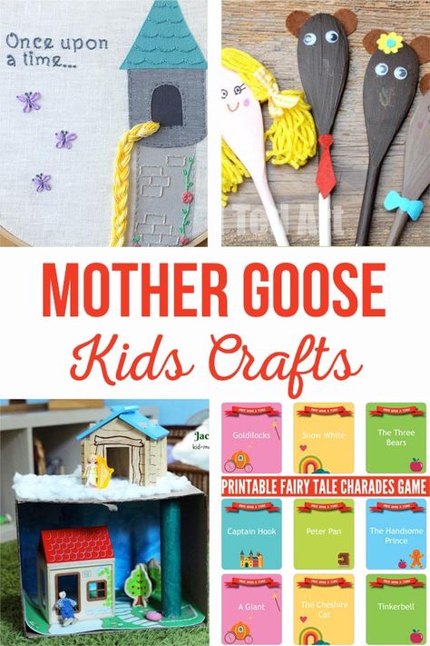 Mother Goose Kids Crafts | These kids crafts and activities go along with Mother Goose Nursery Rhymes and Fairy Tales.  Simple activities for school or home.  #mothergoose #mothergoosecrafts #kidscrafts #kidsactivities #fairytalecrafts Mother Goose Nursery Rhymes, Goose Craft, Mother Goose Nursery, Nursery Rhymes Preschool, Goose Nursery, Fairy Tale Crafts, Nursery Rhymes Activities, Crafts And Activities For Kids, Simple Activities