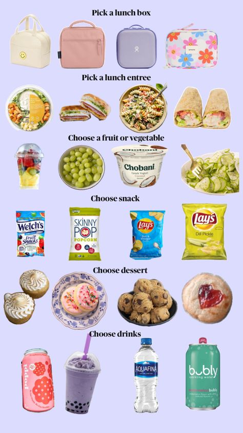 Lunch Ideas For 7th Grade, Healthy Lunchbox Ideas For Teens, Cute Lunch Boxes For Teens, Healthy School Lunch Ideas For Teens, Good Snacks To Buy, Preppy Snacks, Period Snacks, Quick School Lunches, Snack Lays