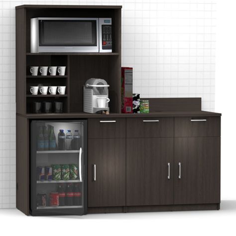 Breaktime 72'' W x 75'' H Standard Base Cabinet Stock | Wayfair Office Kitchenette, Office Coffee Bar, Types Of Kitchen Cabinets, Coffee House Design, Recessed Panel Cabinets, Floating Corner Shelves, Corner Pantry, Transitional Contemporary, Plywood Cabinets