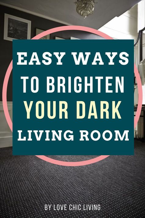 Brighten a dark room with these quick & easy ways to bring a dark room to life. If you're working from home, or just want new ways to brighten a dark living room, these design ideas will be perfect for you. Bring light into a room without wasting money on fads or intrusive home renovations. I'll be talking about what house plants look good in the living room, the best floor runners for stairs, my favourite statement rugs and more! Read this post if you're wondering how to brighten up your ho Brighten A Dark Living Room, Dark Grey Carpet Living Room, Dark Floor Living Room, Dark Lounge, Dark Wood Living Room, Dark Couch, Dark Living Room Ideas, Grey Carpet Living Room, Dark Brown Couch