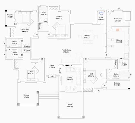 Barn Dominium, Four Bedroom House Plans, Two Storey House Plans, 4 Bedroom House Designs, Single Storey House Plans, Single Floor House Design, Open Floor House Plans, Bungalow Floor Plans, Indian House Plans