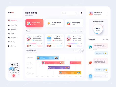 Task Management Dashboard by Rakib Kowshar on Dribbble Project Management Dashboard Design, Task Management Dashboard, Dashboard Design Template, Analytics Design, Task Management App, Project Management Dashboard, Startup Website, Project Dashboard, Dashboard Interface