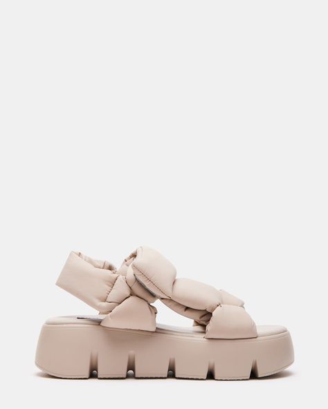 XANDRA TAUPE Puffy Sandals, Steve Madden Store, Sandals Platform, Women Platform Shoes, Sandal Platform, Flatform Sandals, Photoshoot Inspo, Leather Socks, Girly Shoes