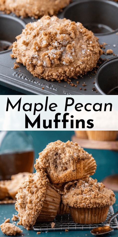 These are the real deal, the best maple pecan muffins you'll ever try! After testing and perfecting muffin recipes for six months, I’ve mastered the techniques for creating bakery-style muffins and worked them into a few easy, step-by-step instructions so you can make foolproof, wow-factor muffins at home! Maple Pecan Muffins, Pecan Muffins Recipe, Maple Muffins, Freeze Muffins, Pecan Muffins, Walnut Muffins, Bakery Style Muffins, Coffee Cake Muffins, Simple Muffin Recipe