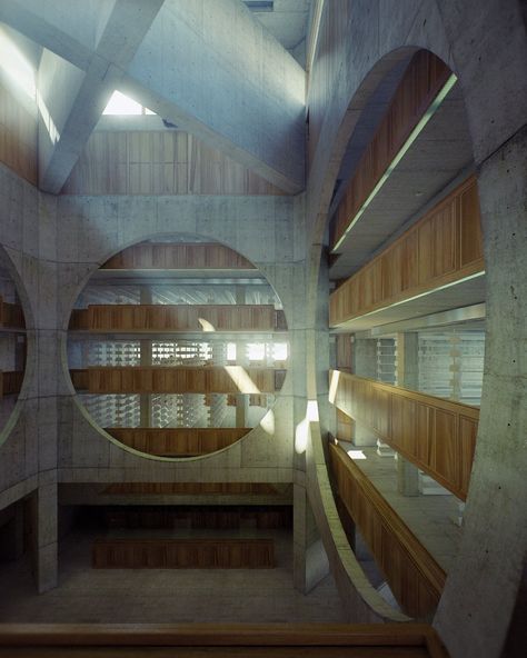 Luis Kahn, Exeter Library, Louis Khan, Phillips Exeter Academy, Louis Kahn, 3d Studio, Brutalist Architecture, Architecture Rendering, Brutalism