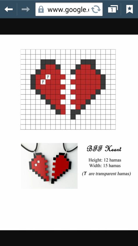 Broken heart necklace Hamma Beads Ideas, Easy Perler Bead Patterns, Pola Manik, Pixel Beads, Pearl Beads Pattern, Easy Perler Beads Ideas, Art Perle, Hama Beads Design, Perler Bead Templates