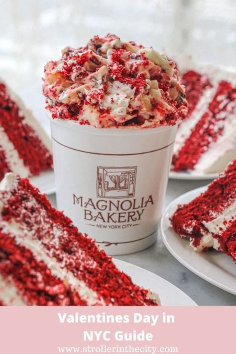 Valentines Day Guide To NYC | Stroller in the City Red Velvet Banana Pudding, Magnolia Bakery New York, Slytherin Jewelry, Bakery New York, Magnolia Bakery, Magnolias Bakery, Gourmet Food Gifts, Valentines Food, Bakery Recipes