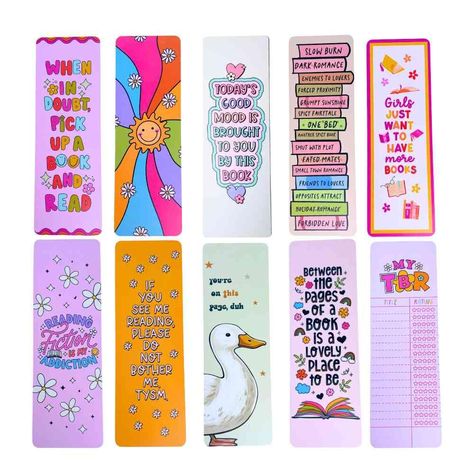 PRICES MAY VARY. Hilarious and Diverse Designs: Our Funny Bookmarks Pack of 10 features a diverse range of hilarious designs. From witty quotes to charming illustrations, each bookmark brings a unique touch of humor to your reading selection. These bookmarks cater to various tastes and are sure to make you smile. Sturdy and Durable: Crafted from high quality materials, these bookmarks are built to withstand regular use. The sturdy construction ensures that they remain reliable companions for all Cute Bookmark Quotes, Book Mark Designs, Bookmark Sayings, Funny Bookmarks, Summer Notebook, School Bookmarks, Homemade Bookmarks, Senior Design, Dad Crafts