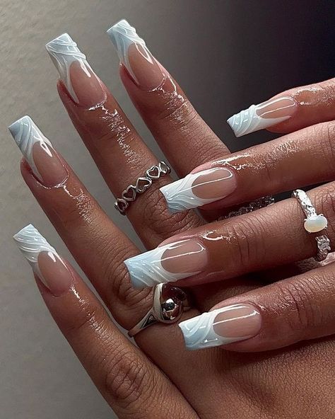 Korean Jelly Nails Coffin, Short Nails Deep French, Wedding Guest Nails Acrylic, Textured French Tip Nails, December Style, Nail Vibes, 23 Birthday, Nails Inspired, Easy Nails