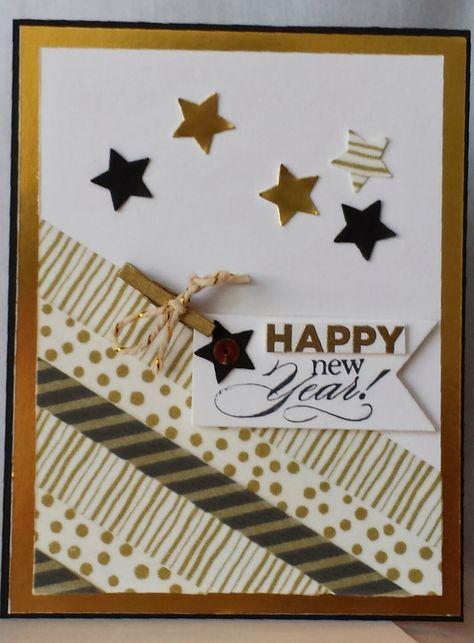 papermadeprettier: HAPPY NEW YEAR from Papermadeprettier, sparkly gold and black "New Years" Card New Year’s Cards Handmade, New Years Cards Diy, New Years Cards Ideas, New Year Cards Handmade, New Year Card Making, New Years Cards, New Year Card Design, Card Playing, Happy New Year Card