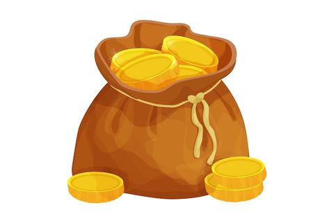 Sack Of Gold, Magic Coins, Bag Of Gold, Gold Drawing, Golden Coins, Gold Clipart, Coin Icon, Coin Games, Bag Illustration