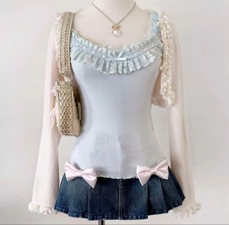 Himekaji Outfits, Baby Blue Color, Liz Lisa, Lettuce Hem, Really Cute Outfits, Girly Outfits, Kawaii Fashion, Aesthetic Fashion, Cute Fashion