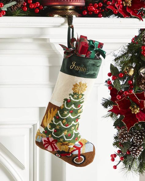 Get free shipping on Bauble Stockings x Sainty Nelsen Home For The Holidays Christmas Stocking at Neiman Marcus. Shop the latest luxury fashions from top designers. Needlepoint Stocking, Farmhouse Christmas Stockings, Diy Stockings, Needlepoint Stockings, Christmas Stockings Diy, Family Stockings, Traditional Christmas Decorations, Stocking Tree, Candy Christmas Decorations