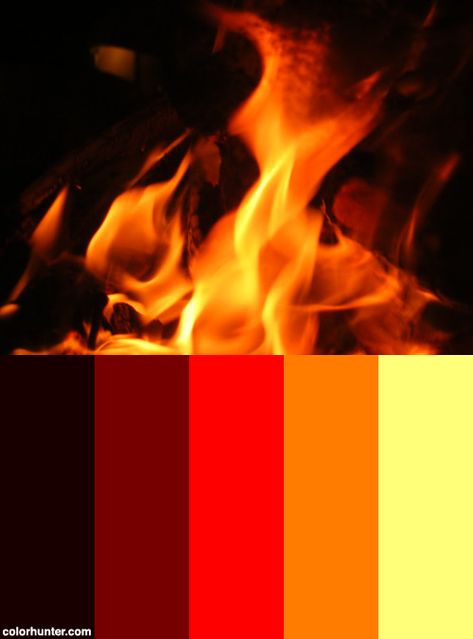 Fire Flame Color Scheme from colorhunter.com Fire Pallete Color, Spicy Color Palette, Fire Color Palette, Colors Of Fire, Orange Color Schemes, Red Color Schemes, Red Colour Palette, Palette Art, Color Schemes Colour Palettes