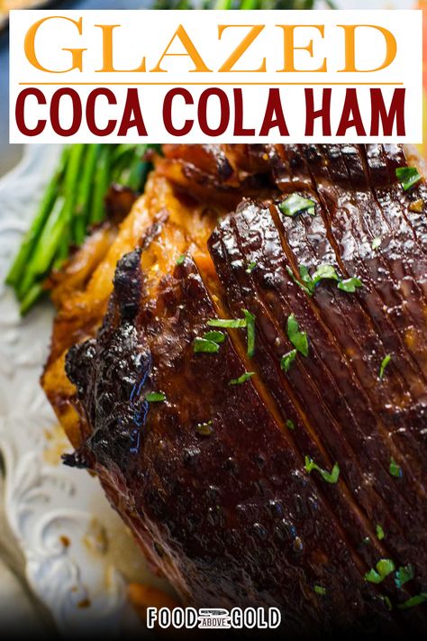 This easy Coca Cola Ham recipe uses just three simple ingredients to make a perfect Holiday ham worthy of any Southern table. When it comes to making a ham, there are quite a few specifics that help it come out moist, flavorful, and ready to be enjoyed. This coke ham recipe, unlike many others, recognizes that you may not be choosing the exact same ham that I did and tells you what adjustments to make to get the same outcome no matter what you choose. | @foodabovegold #easyeasterham Coke Cola Ham, Precooked Ham In Oven, Ham In Oven, Coke Ham, Coca Cola Ham, Oven Ham, Cola Ham, Recipes With Cooked Ham, Easy Ham Glaze