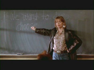 Fictional Teacher Hero #1 - Michelle Pfeiffer in "Dangerous Minds".  I have paraphrased that "you always have a choice" speech on more than one occasion. Dangerous Minds Movie, Mara Wilson, We Are Teachers, Dangerous Minds, 90s Movies, Movie Shots, Teacher Inspiration, Michelle Pfeiffer, Robin Williams