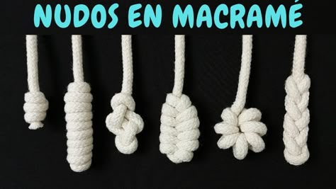 6 nuevos NUDOS en MACRAMÉ (paso a paso) | 6 New Macrame Knots Simpul Makrame, Pola Macrame, Hantverk Diy, Tutorial Macramé, Macrame Wall Hanging Tutorial, Macrame Plant Hanger Patterns, Macrame Knots Tutorial, Makramee Diy, Macrame Knots Pattern