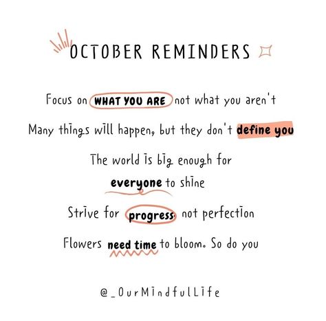 New Month Quotes, October Quotes, October Wallpaper, Monthly Quotes, Mental Health Counseling, Cute Inspirational Quotes, Progress Not Perfection, Strong Quotes, New Month