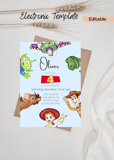 Toy Story Birthday Invitation Digital and Printable Toy Story - Etsy Toy Story 2nd Birthday Invitations, Toy Story First Birthday Invitation, Toy Story 1st Birthday Invitations, Toy Story Birthday Invite, Toy Story 3rd Birthday Party Invitations, Toy Story Birthday Invitations Template, Toy Story Birthday Party Games, Toy Story Invitations Free Template, Toy Story Party Invitations