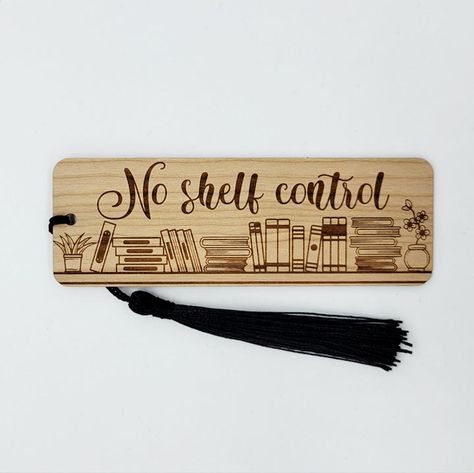 No shelf control wooden bookmark – Bumble and Birch - Stationery and Gifts Wood Burnt Bookmarks, Wooden Notebook Cover, Diy Wooden Bookmark, Wood Book Marks, Wooden Laser Cut Ideas, Wood Burning Bookmark Ideas, Wooden Engraved Ideas, Woodburning Bookmarks, Wood Burn Bookmarks