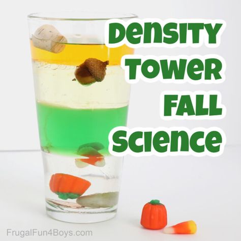 Fall Density Tower Science Experiment - Frugal Fun For Boys and Girls Density Tower, Alcohol Candy, Fall Stem Activities, Pumpkin Science, Fall Science, Tower Falling, Fall Preschool Activities, Fall Candy, Fall Stem