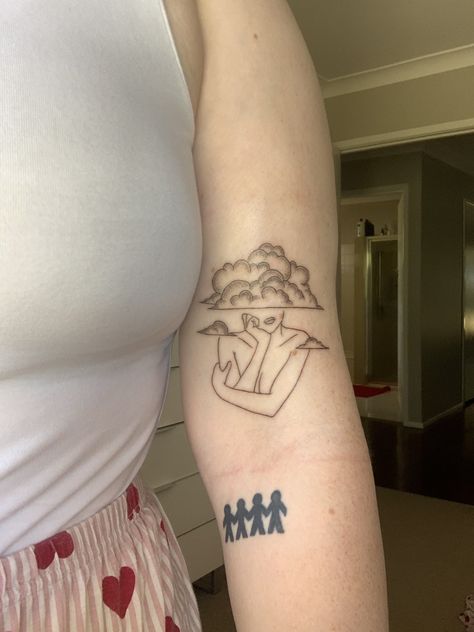 Tattooed by Skye Johns at Black Ivy Tattoos Brisbane Head In The Clouds Tattoo, Ivy Tattoos, Clouds Tattoo, Brisbane Tattoo, Ivy Tattoo, Black Ivy, Cloud Tattoo, Head In The Clouds, In The Clouds