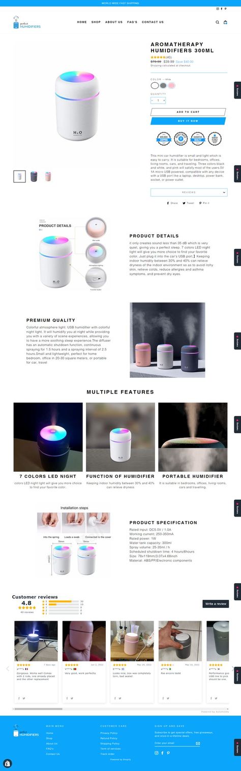 Air Humidifier Product Page Concept designed by xarslan. If you are looking for a professional Shopify dropshipping store designer then you can click below to contact me now. #shopify #dropshipping #shopifydropshipping #shopifyproductpage #shopifywebsitedesign #dropshippingstore #landingpage #ecommerce #shopifytheme #shopifystoredesign #dropshippingwebsite #productlandingpage #shopifyexpert #designshopify #productlandingpage #Productpage #pagefly #productpagedesign #productdesign Landing Page Inspiration, Dropshipping Products, Modern Website Design, Ecommerce Web Design, Dropshipping Store, Freelance Web Developer, Shopify Website Design, Creative Web Design, Ecommerce Web