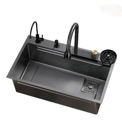 Features:The multi-functional sink will meet your needs in many aspects of the kitchen, and the cup washer will help you clean your cups quickly. The faucet and side spray will help you to clean dishes and vegetables and fruits, which will be a good choice in the kitchen. The faucet's height is 16.3"This item can control hot and cold waterSink Shape: RectangularMaterial: Stainless SteelMaterial Details: Stainless Steel Gauge: 304Durability: Stain ResistantSound Dampening: YesFinish [OLD]: Shiny Kitchen Sink Single Basin, Sink With Cup Rinser, Functional Sink, Stainless Steel Double Bowl Kitchen Sink, Black Stainless Steel Kitchen, Cup Washer, Best Kitchen Sinks, Sink And Faucet, Apron Front Kitchen Sink