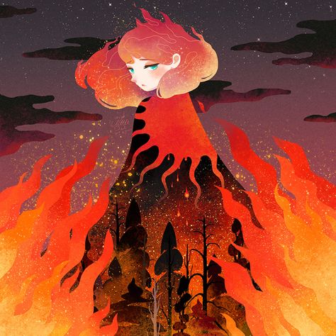 Forest Fire Illustration, Fire Illustration Design, Forest Fire Art, Fire Fanart, Fire Illustration, Fire Drawing, Fire Art, When You Leave, Forest Fire