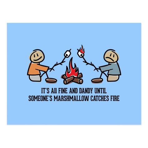 Funny Camping Saying and Cartoon Postcard - tap/click to personalize and buy #Postcard  #funny #wholesale #humor #humorous #camping Marshmallow Quotes, Funny Camping Quotes, Solo Camping, Funny Postcards, Camping Quotes, Camping List, Funny Camping, Humor Hilarious, Camping Humor