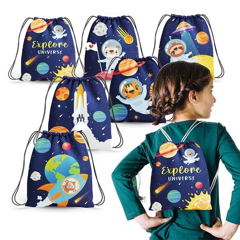 Outer Space Party Favors, Snacks School, Space Party Favors, Space Party Decorations, Astronaut Party, Outer Space Party, Space Bags, Space Birthday Party, Kids School Backpack